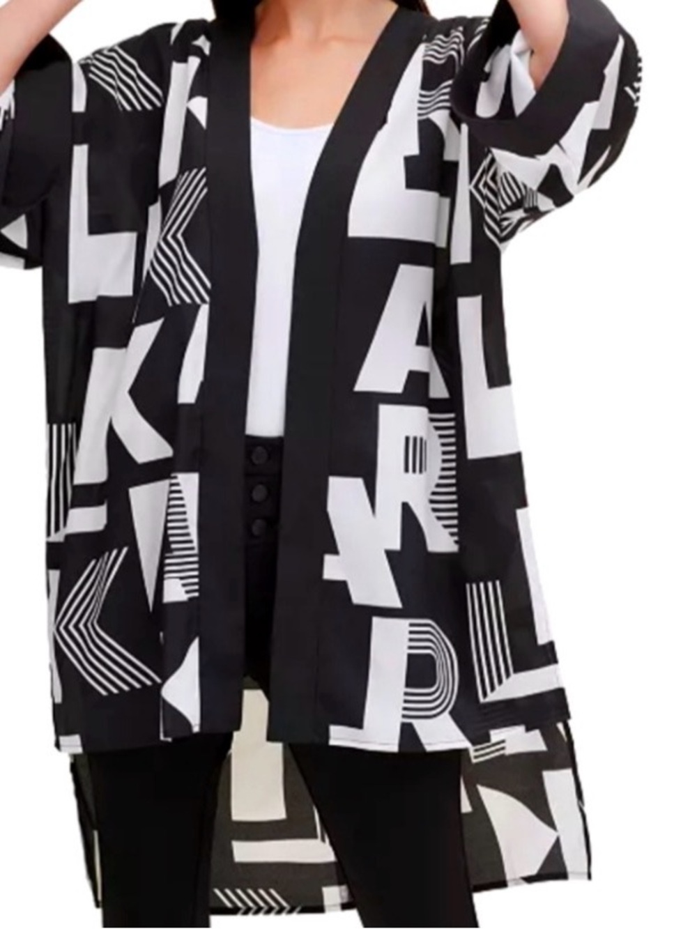 Karl Lagerfeld Paris Geometric Open-Front Kimono